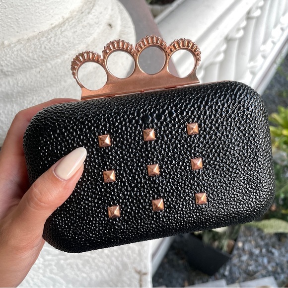 Rihanna Handbags - Rihanna Rose Gold Knuckle Clutch